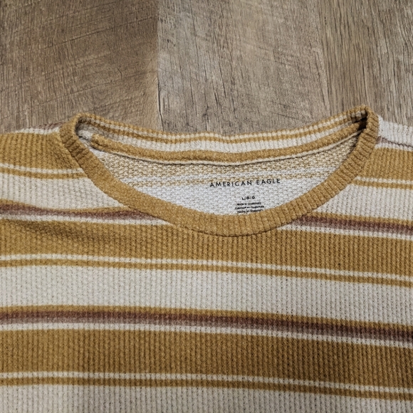 American Eagle Outfitters Yellow white striped Top - Picture 2 of 6